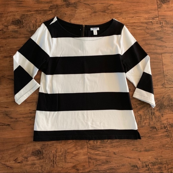 Black Striped Heavyweight Boatneck Top Old Navy - Picture 2 of 3